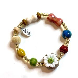 Colorful Beaded Bracelet with Flower Charm